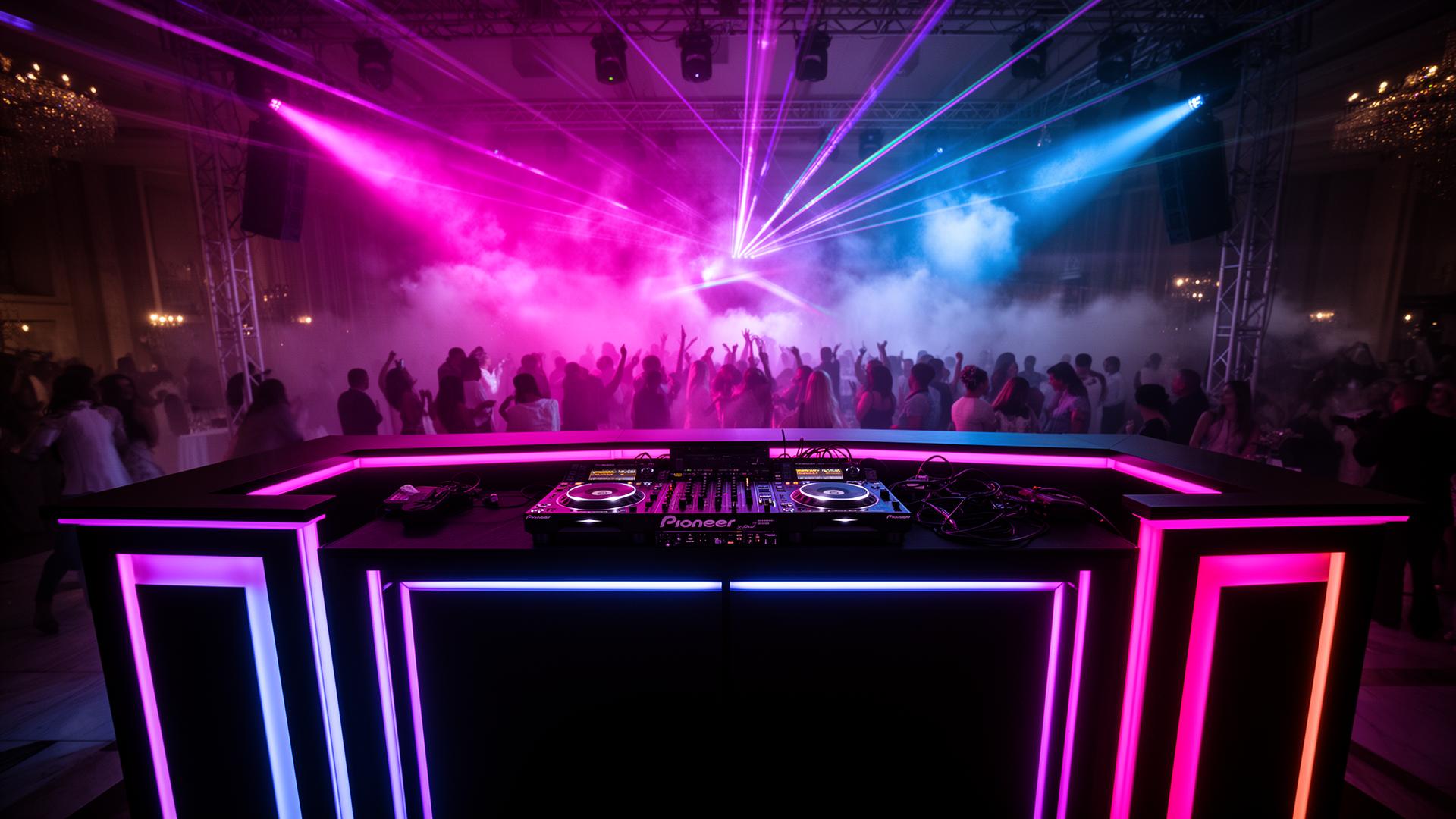 DJ Wes2K performing at a Northeast Florida wedding reception with a packed dance floor